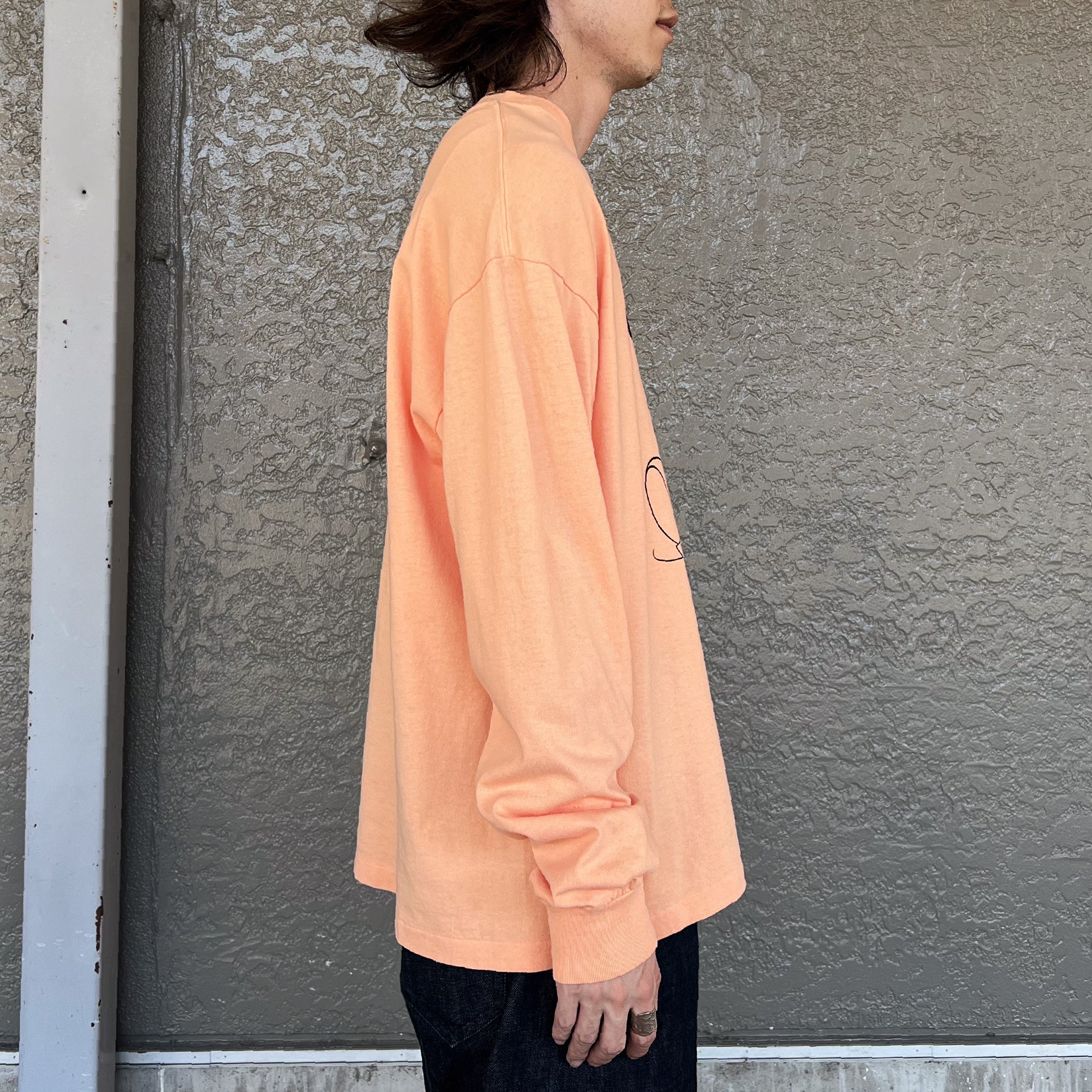 MICKEY PRINT LONG SLEEVE TEE（PALE ORANGE）