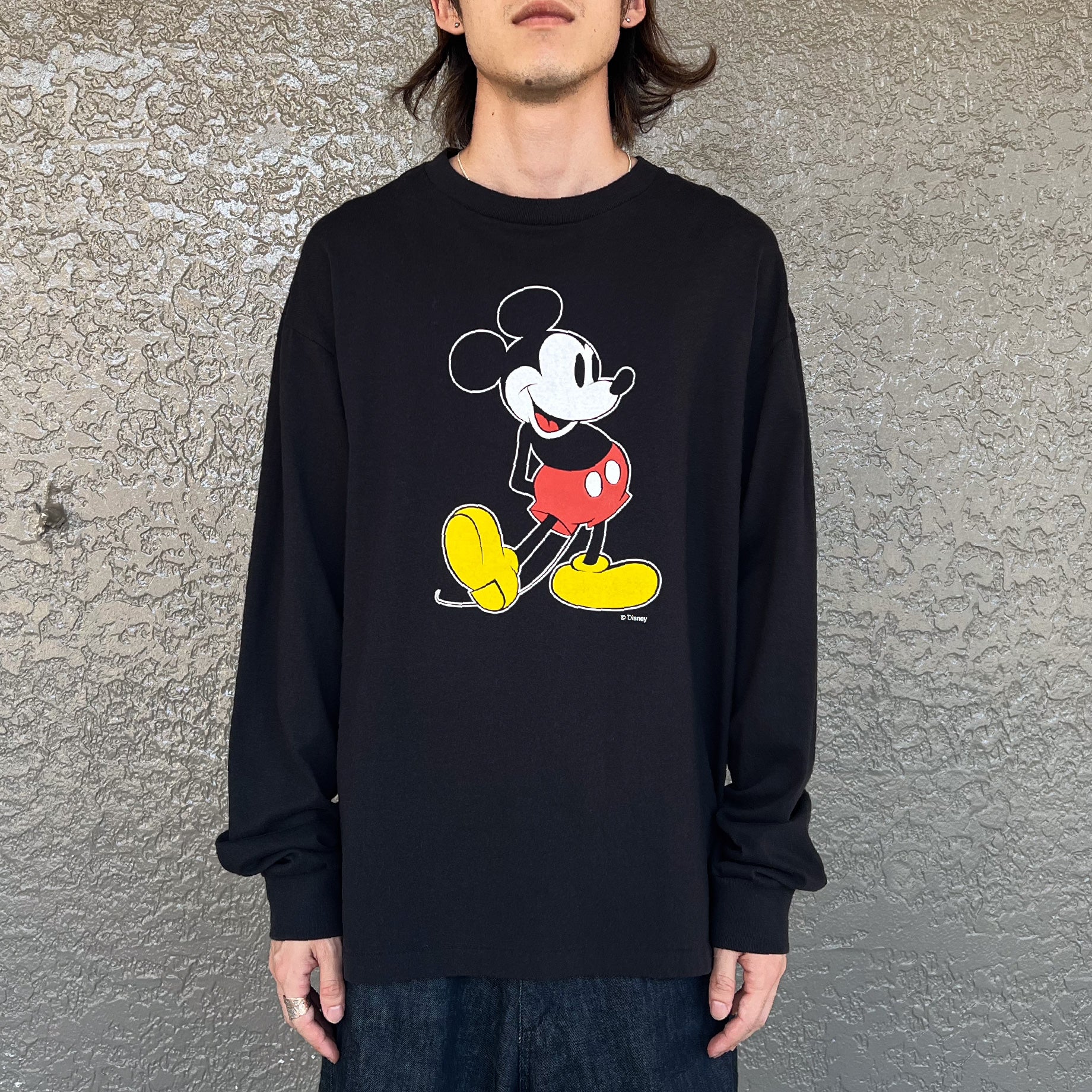 MICKEY PRINT LONG SLEEVE TEE（BLACK）