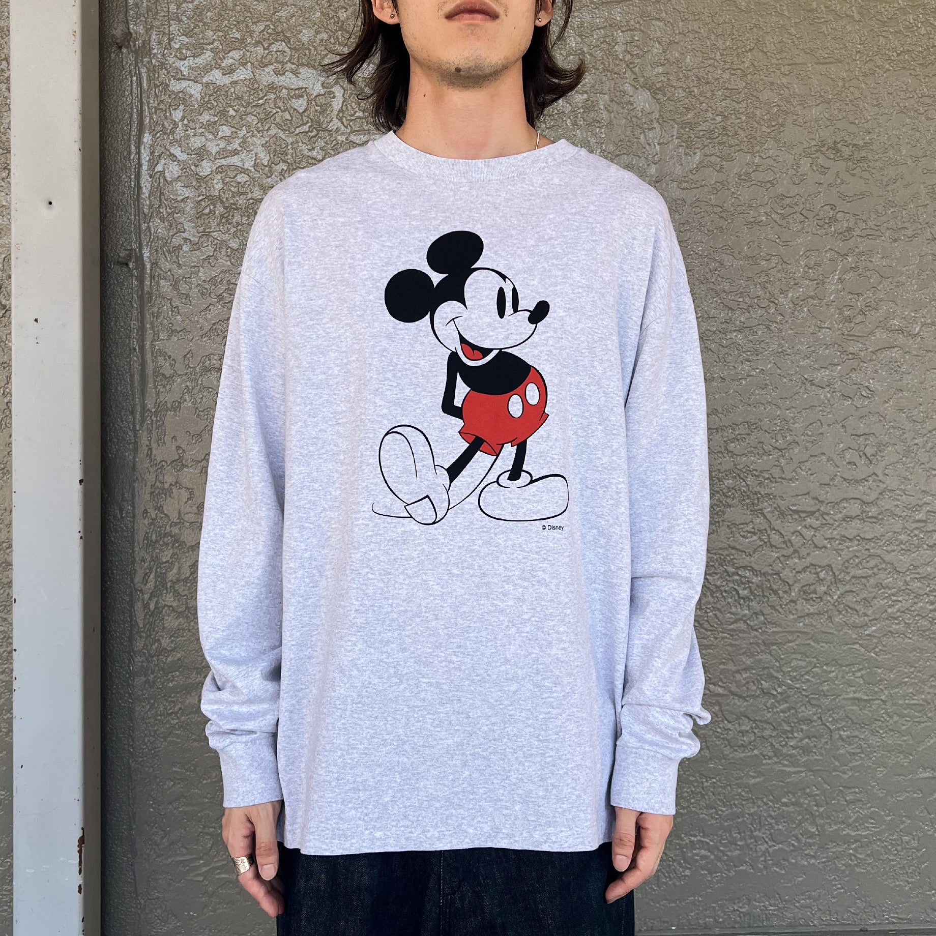 MICKEY PRINT LONG SLEEVE TEE（GRAY）