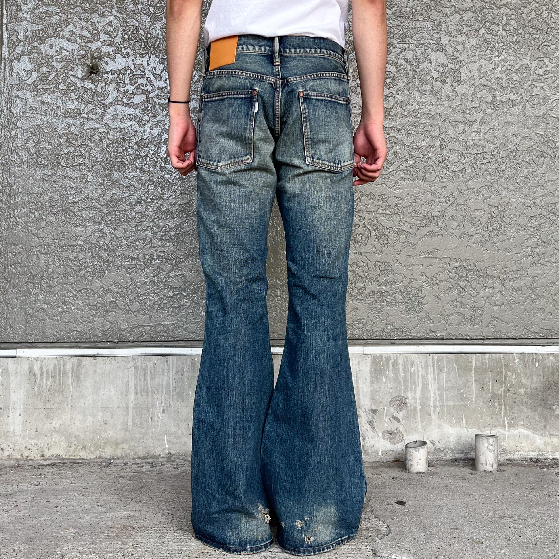 FADED MODERN WESTERN FLARED TROUSERS（FADED INDIGO）