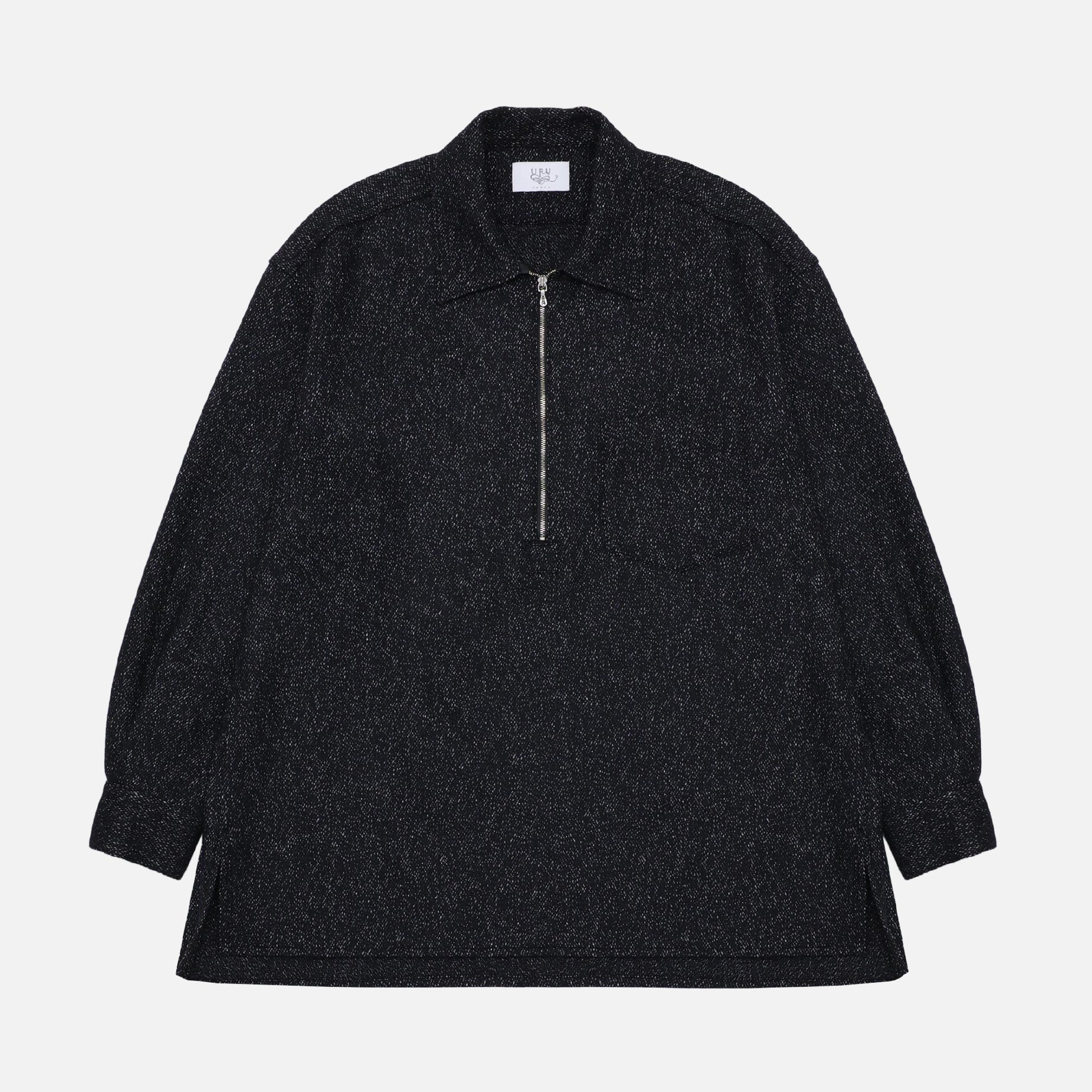 WOOL SILK - HALF ZIP L/S SHIRTS（BLACK）