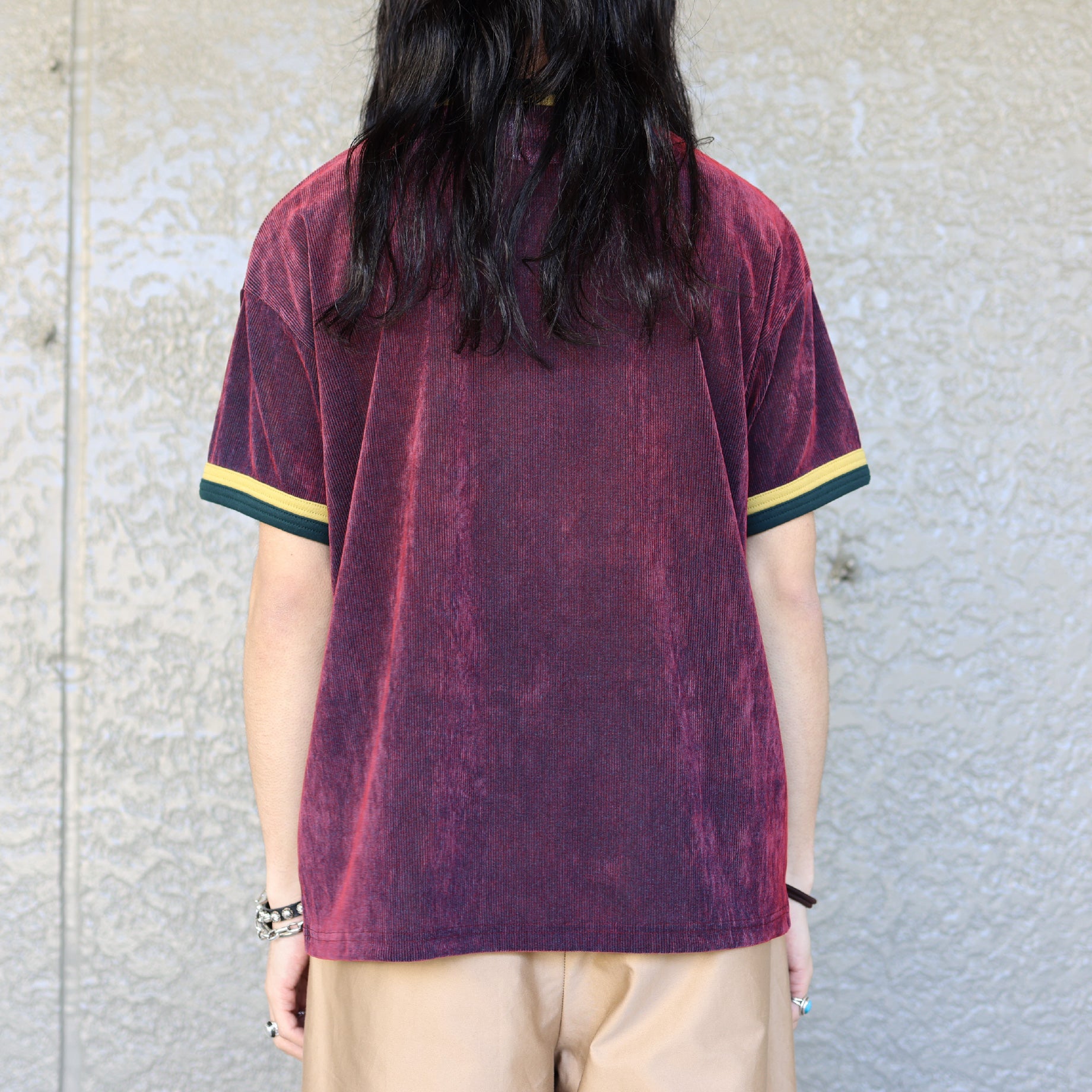 MESH VELOUR H/S T-SHIRT（BORDEAUX）