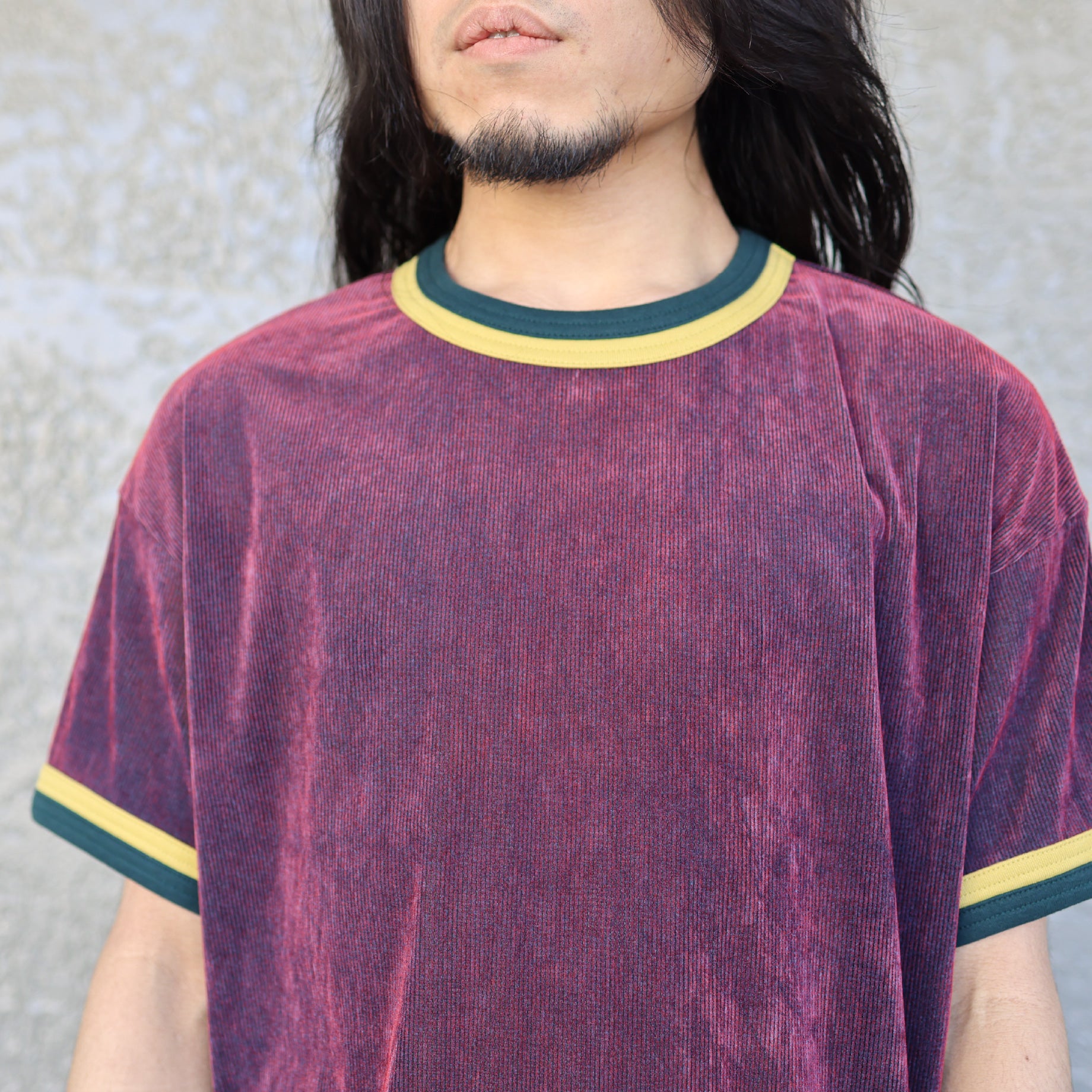 MESH VELOUR H/S T-SHIRT（BORDEAUX）