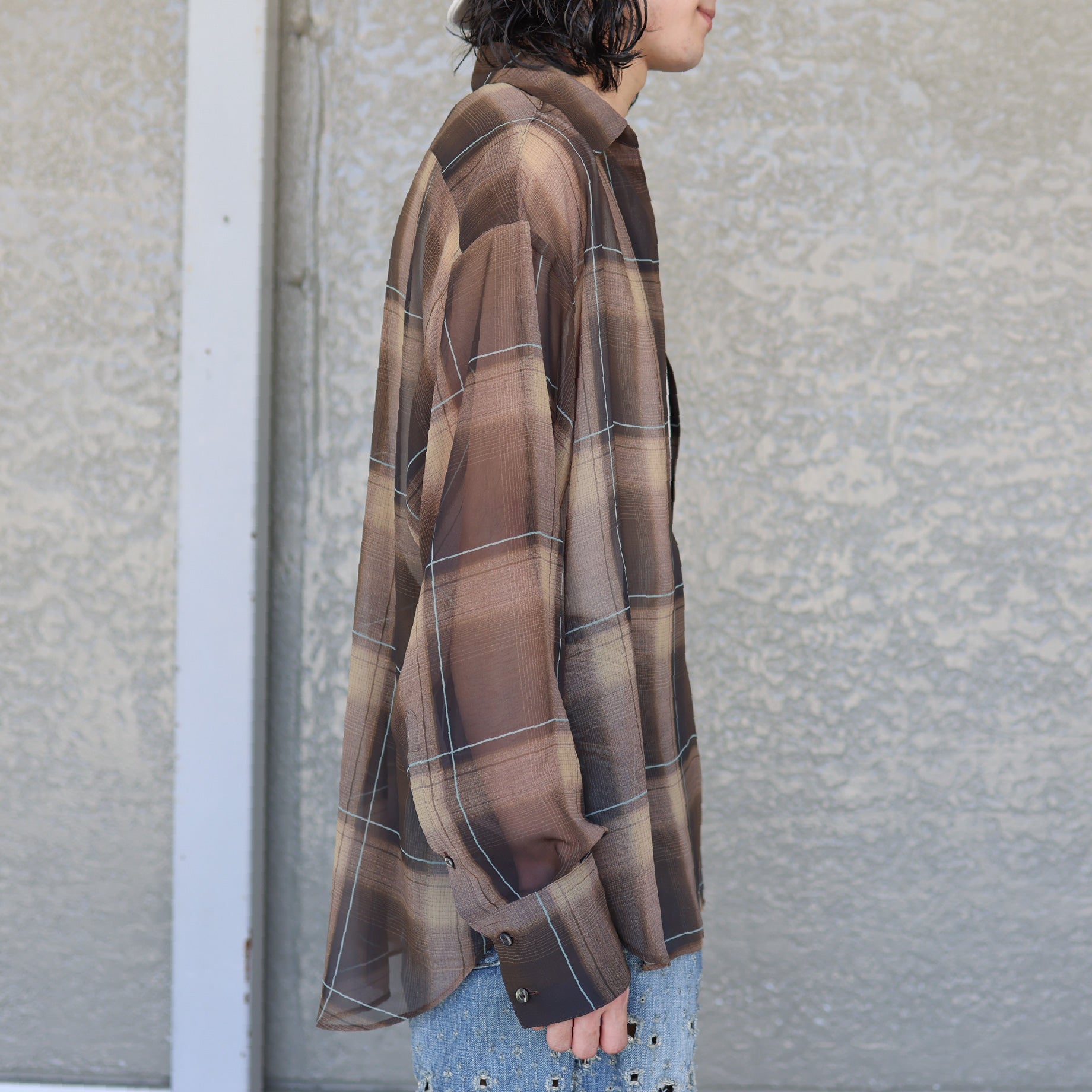 SHEER OMBRE BLOUSE（BROWN×CAMEL）