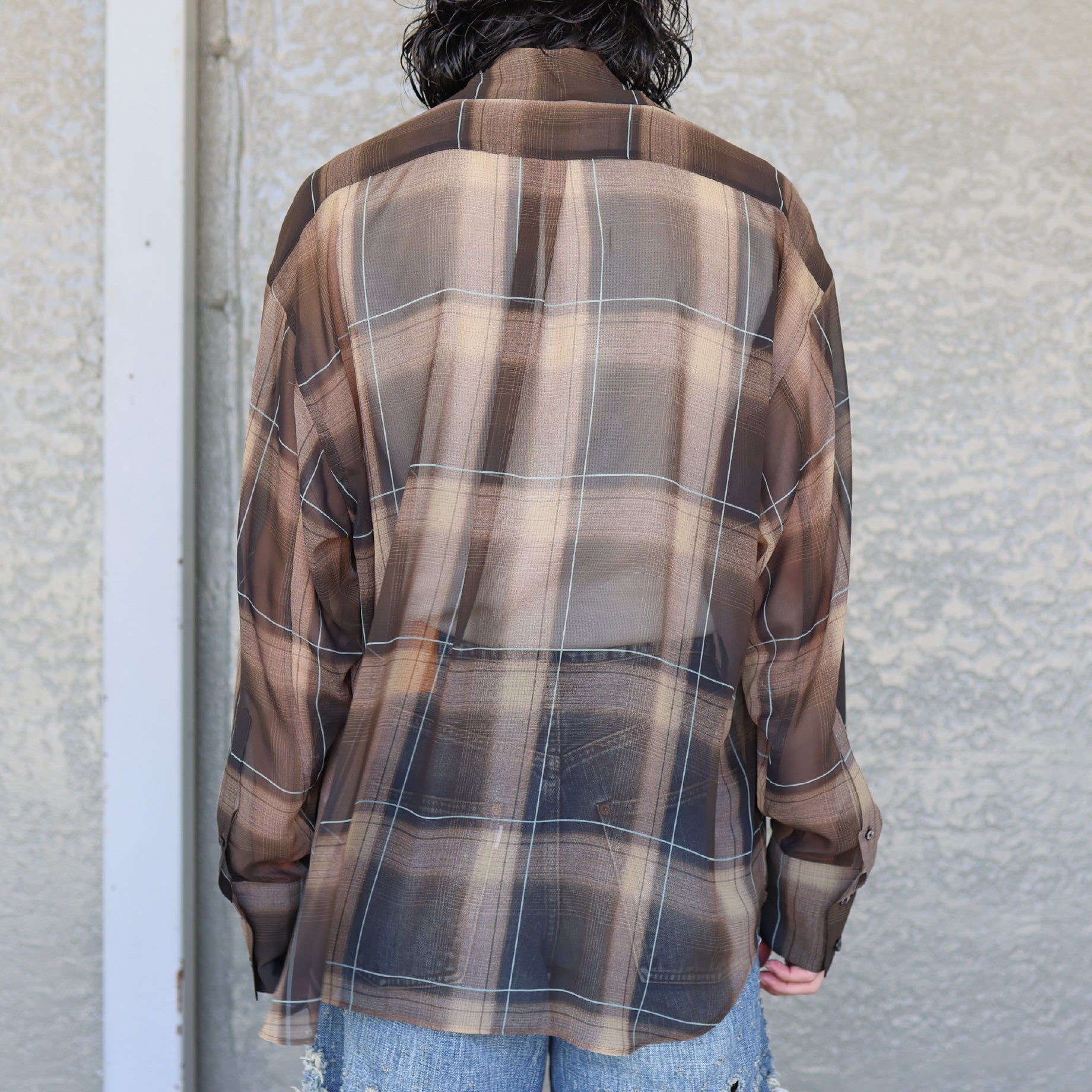 SHEER OMBRE BLOUSE（BROWN×CAMEL）