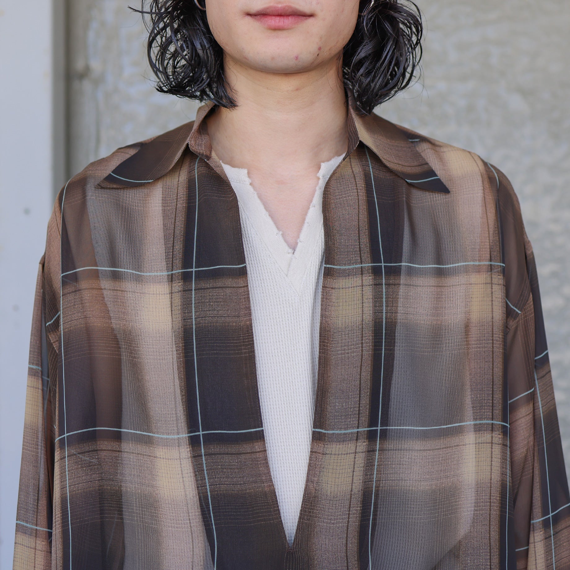 SHEER OMBRE BLOUSE（BROWN×CAMEL）