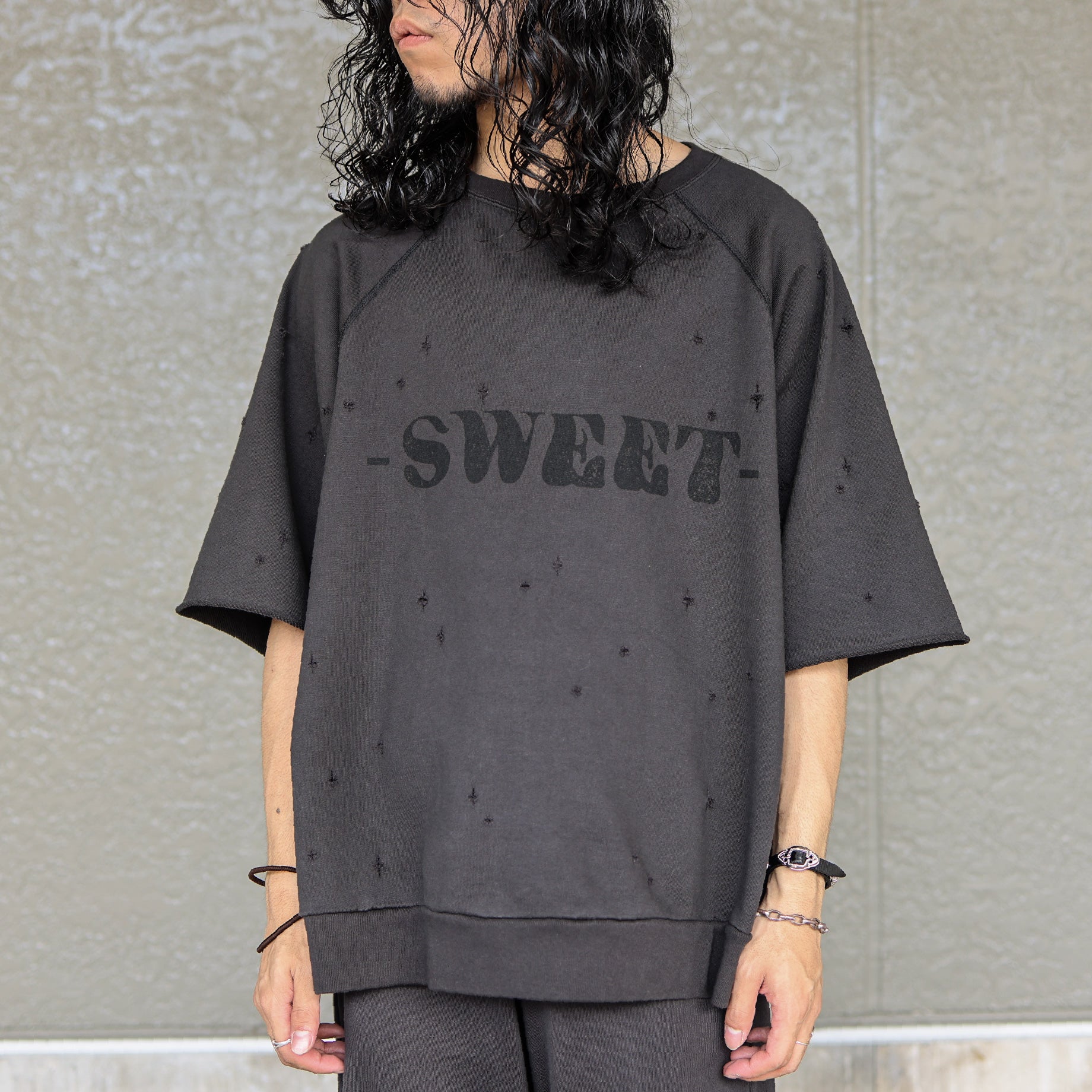 MESSAGE HALF SLEEVE SWEAT（BLACK）