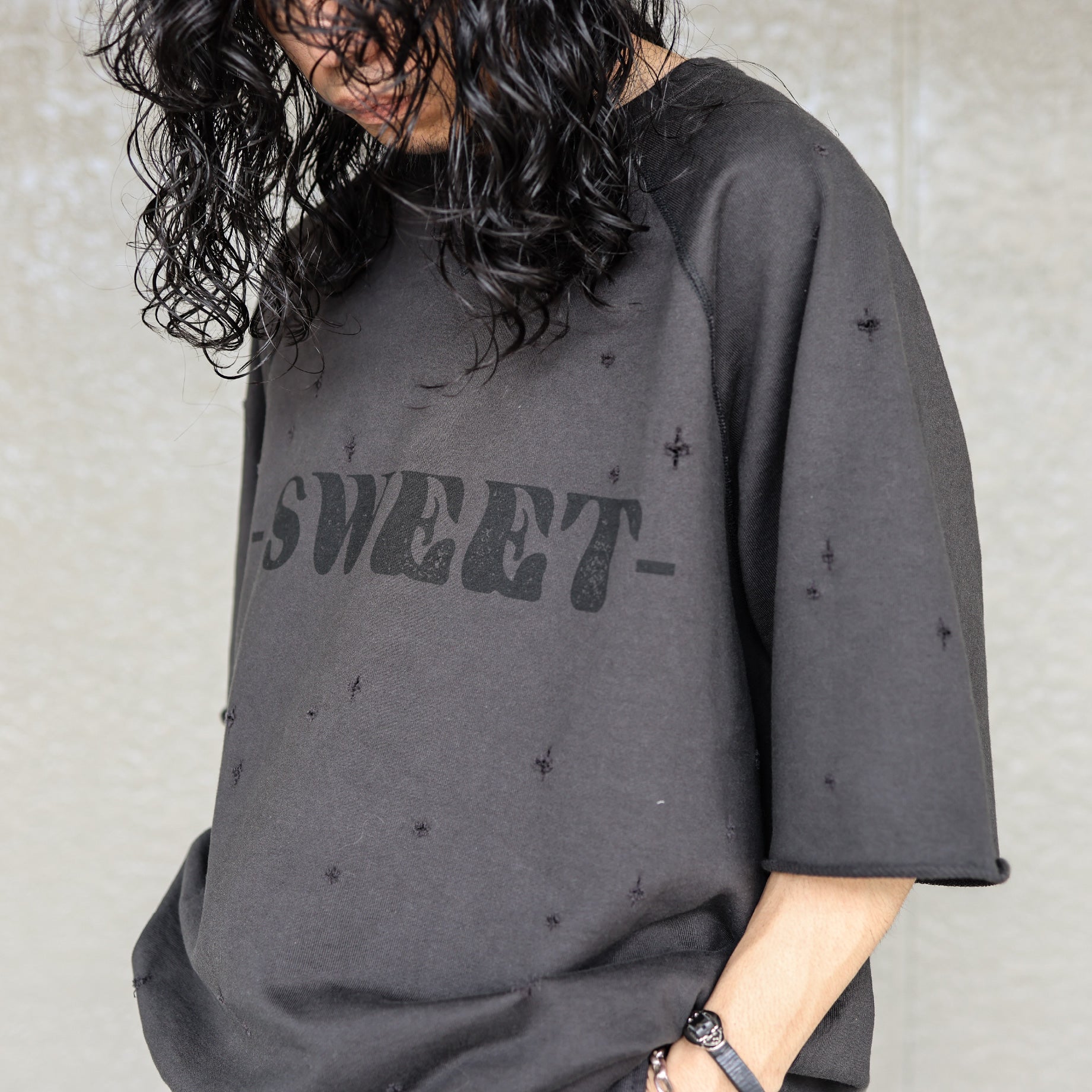 MESSAGE HALF SLEEVE SWEAT（BLACK）