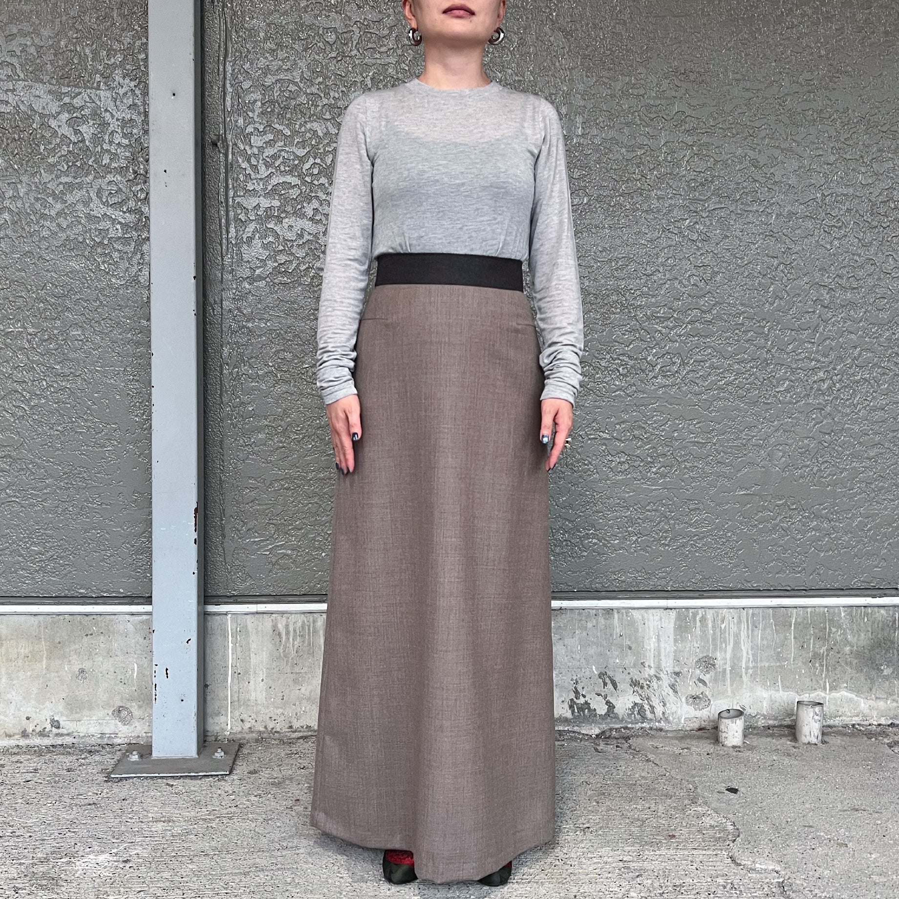 WOOl SAXONY STRIGHT SKIRT（BEIGE）