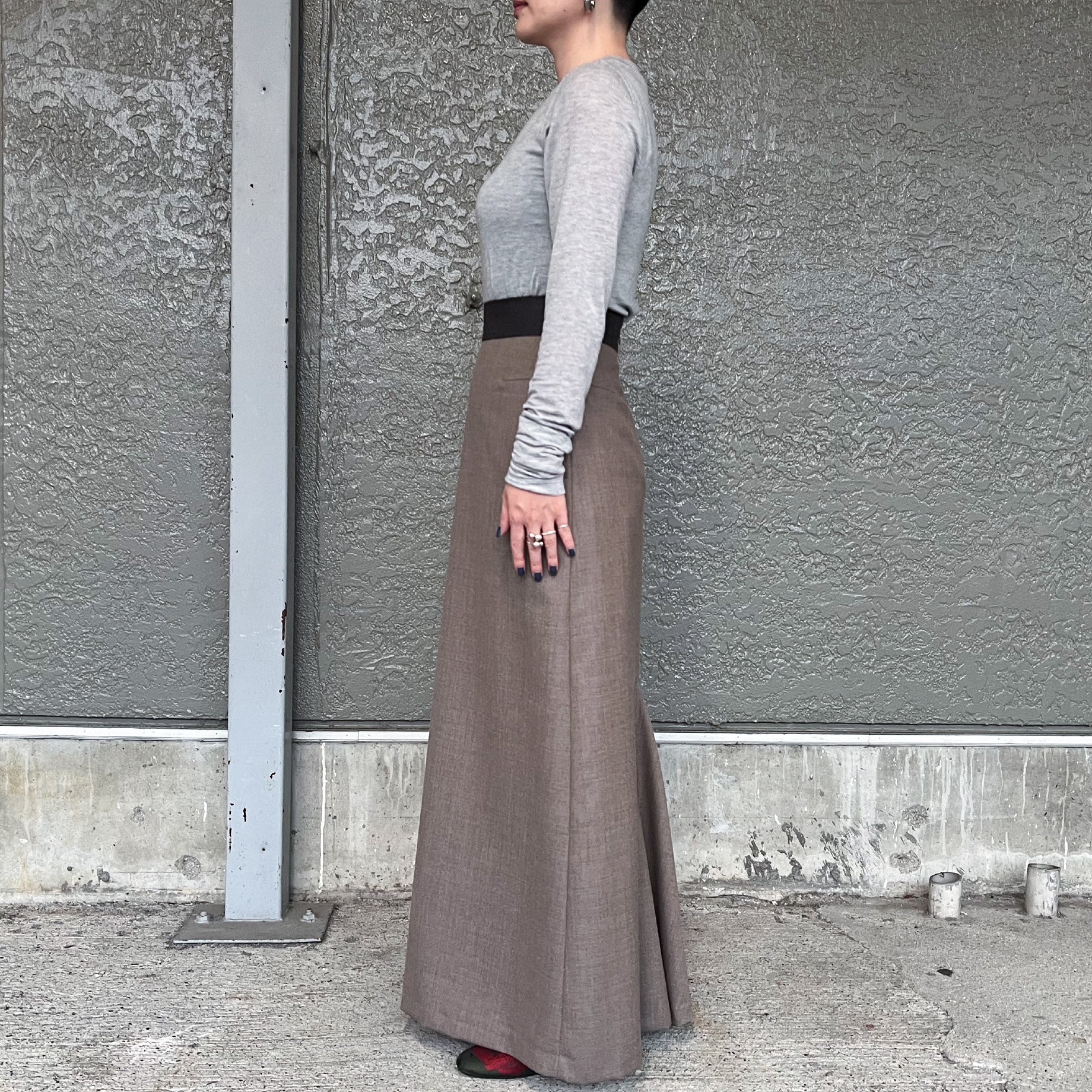 WOOl SAXONY STRIGHT SKIRT（BEIGE）