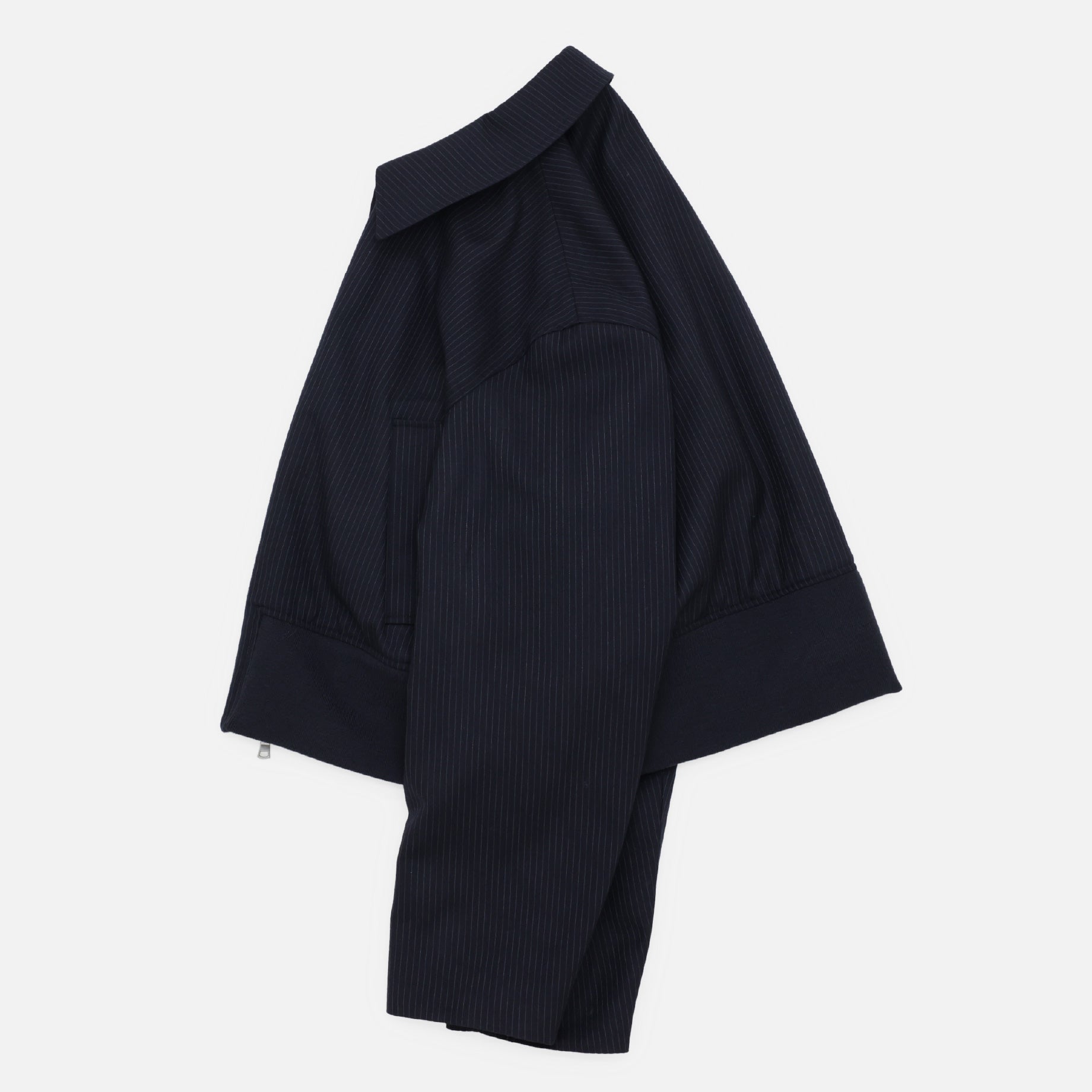 WOOL STRIPE ZIP UP BLOUSON（D.NAVY） – UNEVEN HUB STORE｜想像を