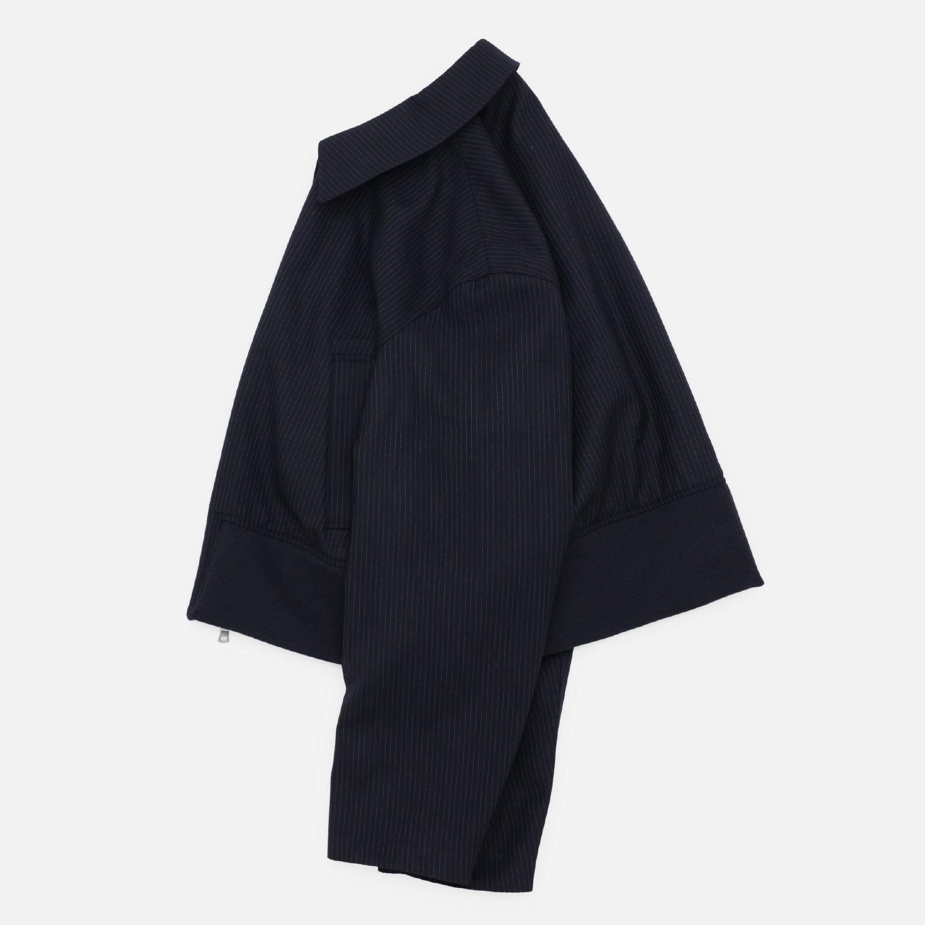 WOOL STRIPE ZIP UP BLOUSON（D.NAVY）