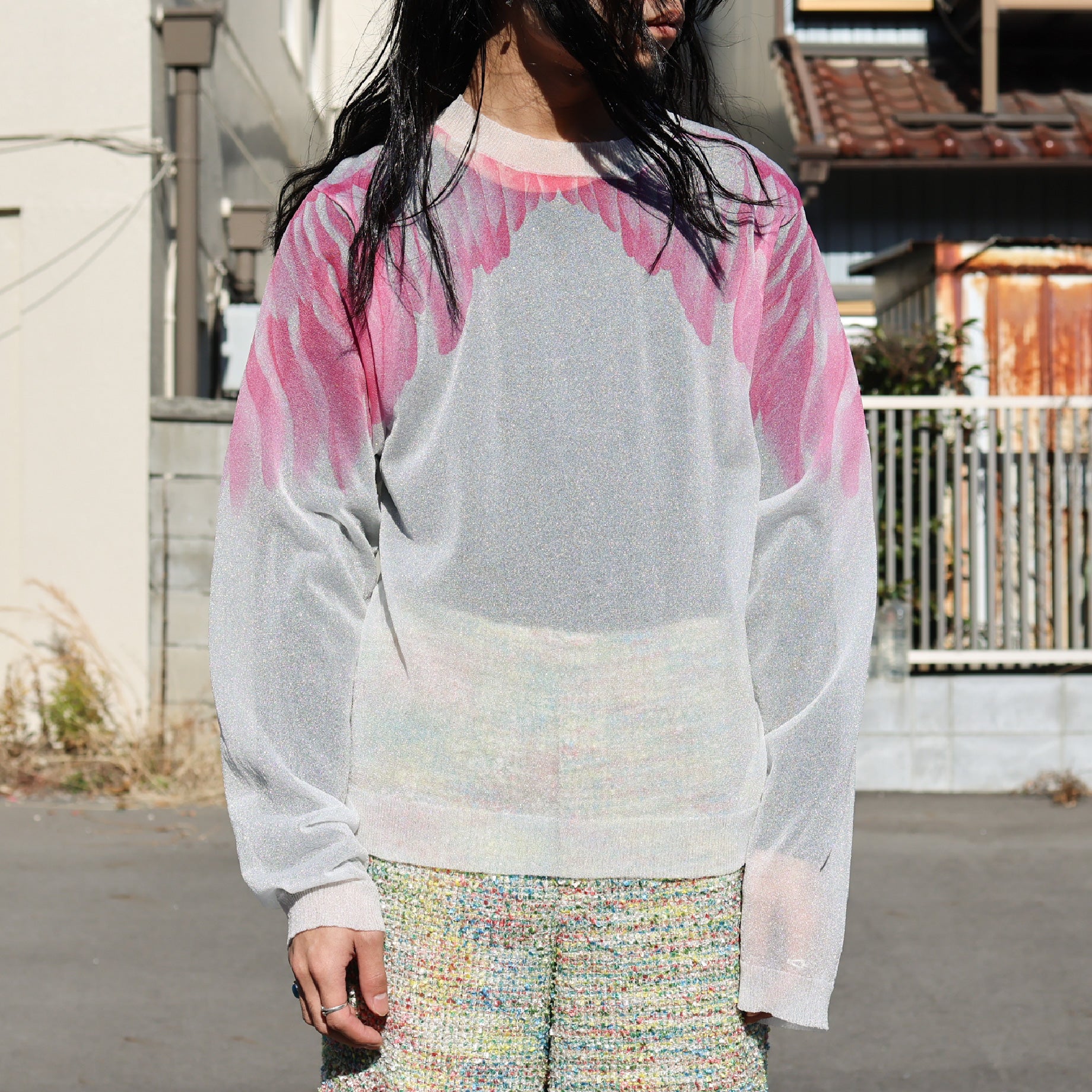 CLEAR ANGEL WING SWEATER（CLEAR WHITE）