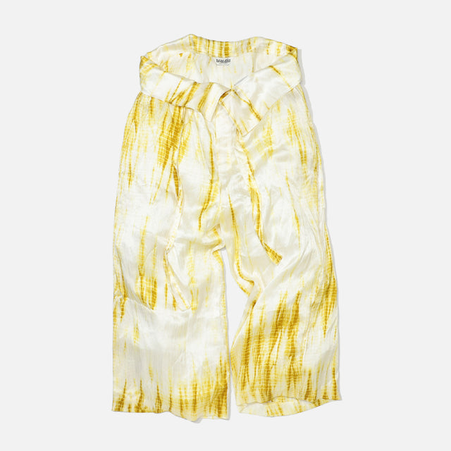 “VOLTEX” SHIBORI HIGH WAIST SMOOTH SILK PANTS（ACID YELLOW）