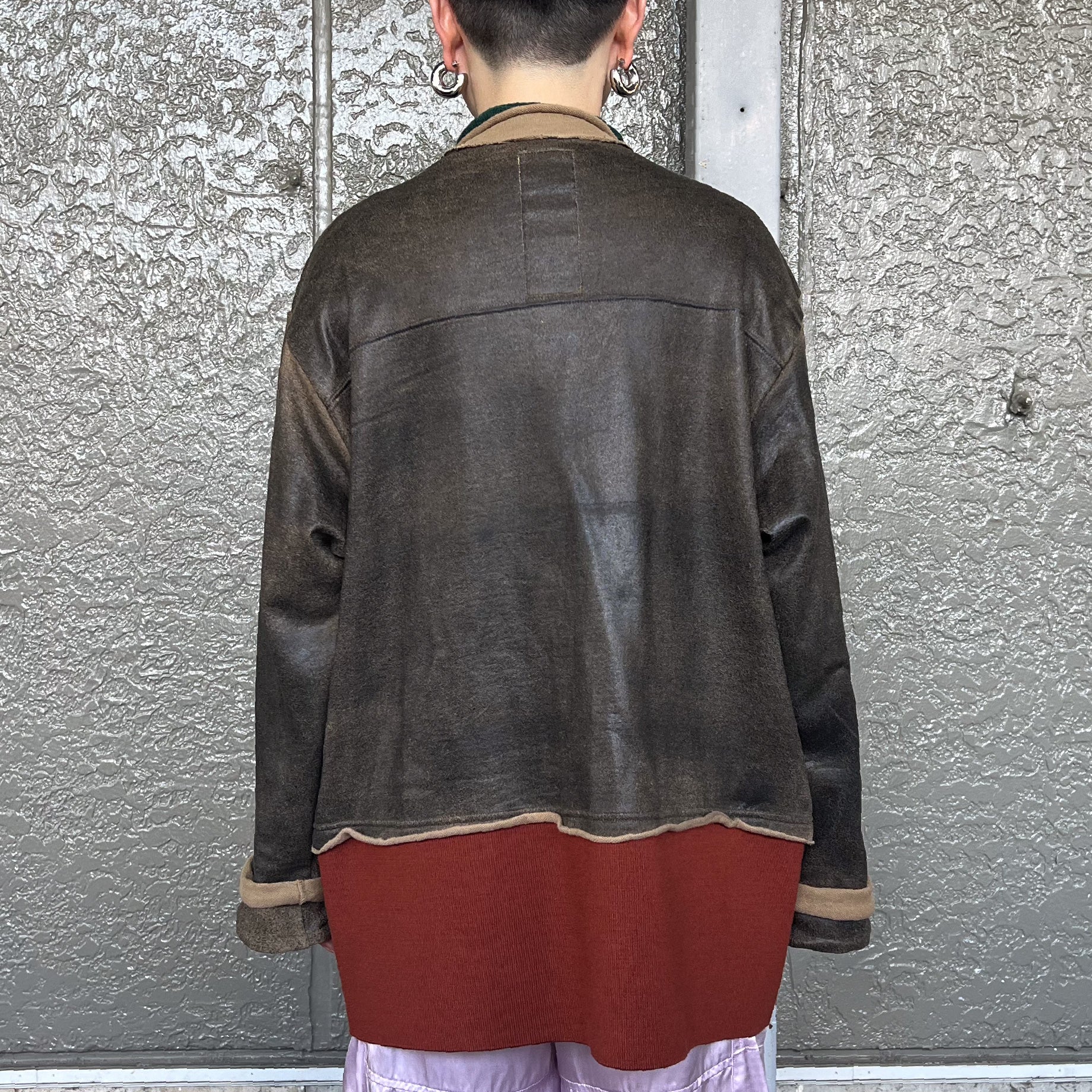 BROKEN CRACK PRINT ZIP SWEAT （BROWN）