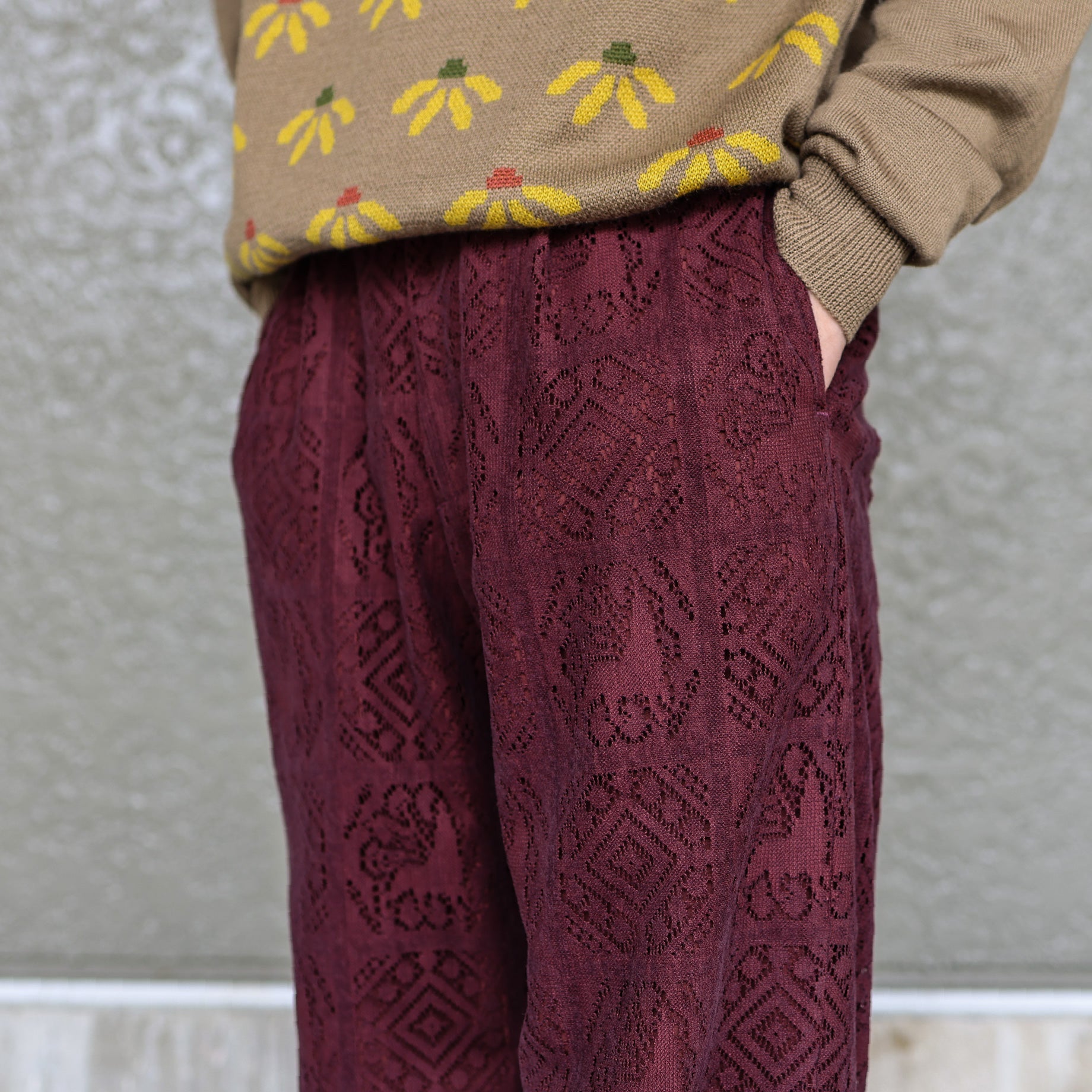 VELVET LACE SLACKS(DARK PURPLE) UNEVEN HUB STORE|想像を超える、人とモノのハブ体験