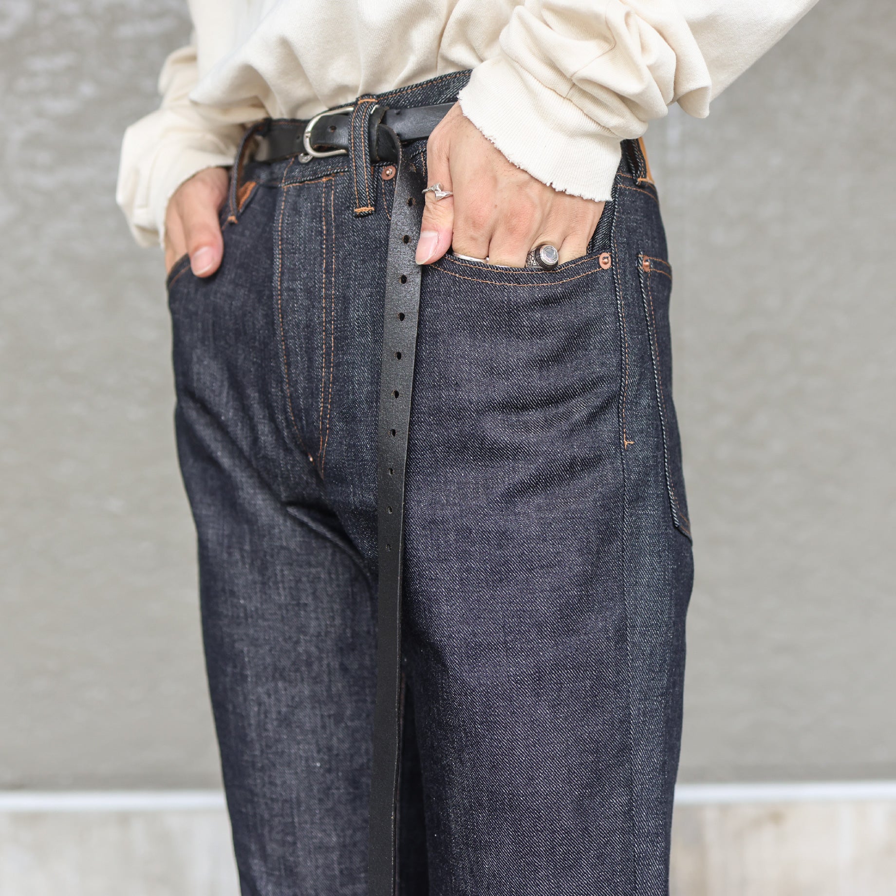 MODERN DENIM FLARED TROUSERS（INDIGO）