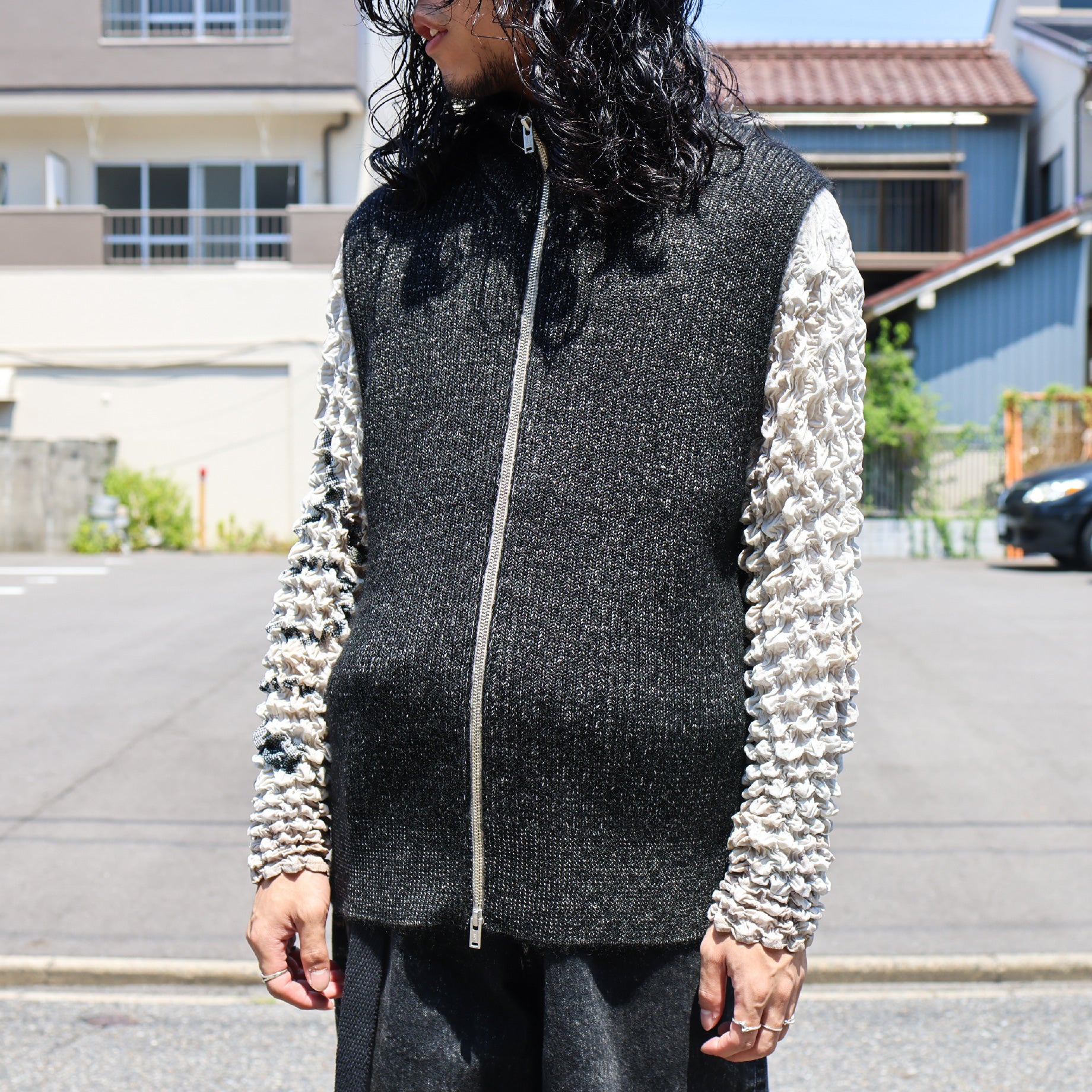 DRIVERS KNIT VEST（BLACK&IVORY） – UNEVEN HUB STORE｜想像を超える