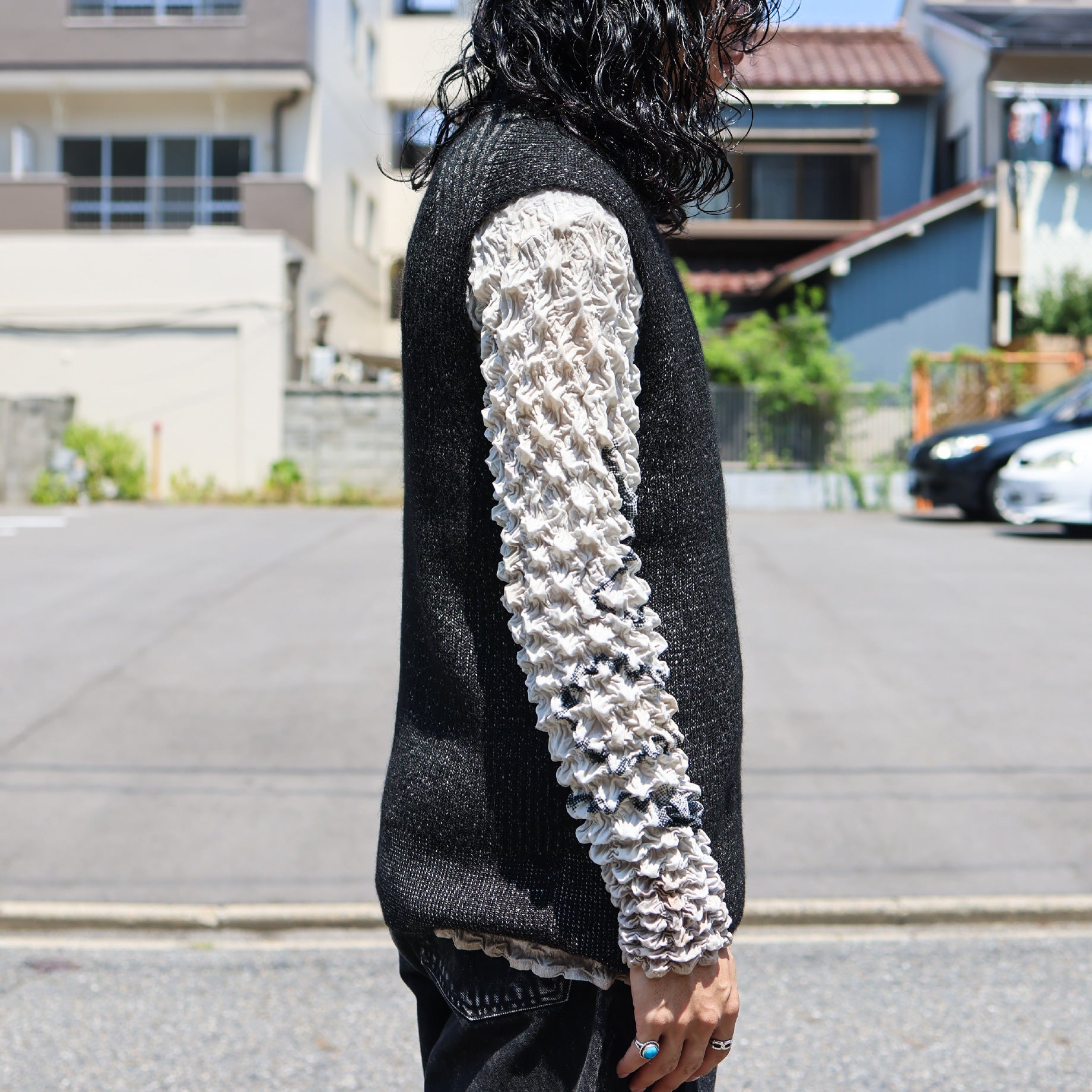 DRIVERS KNIT VEST（BLACK&IVORY） – UNEVEN HUB STORE｜想像を超える