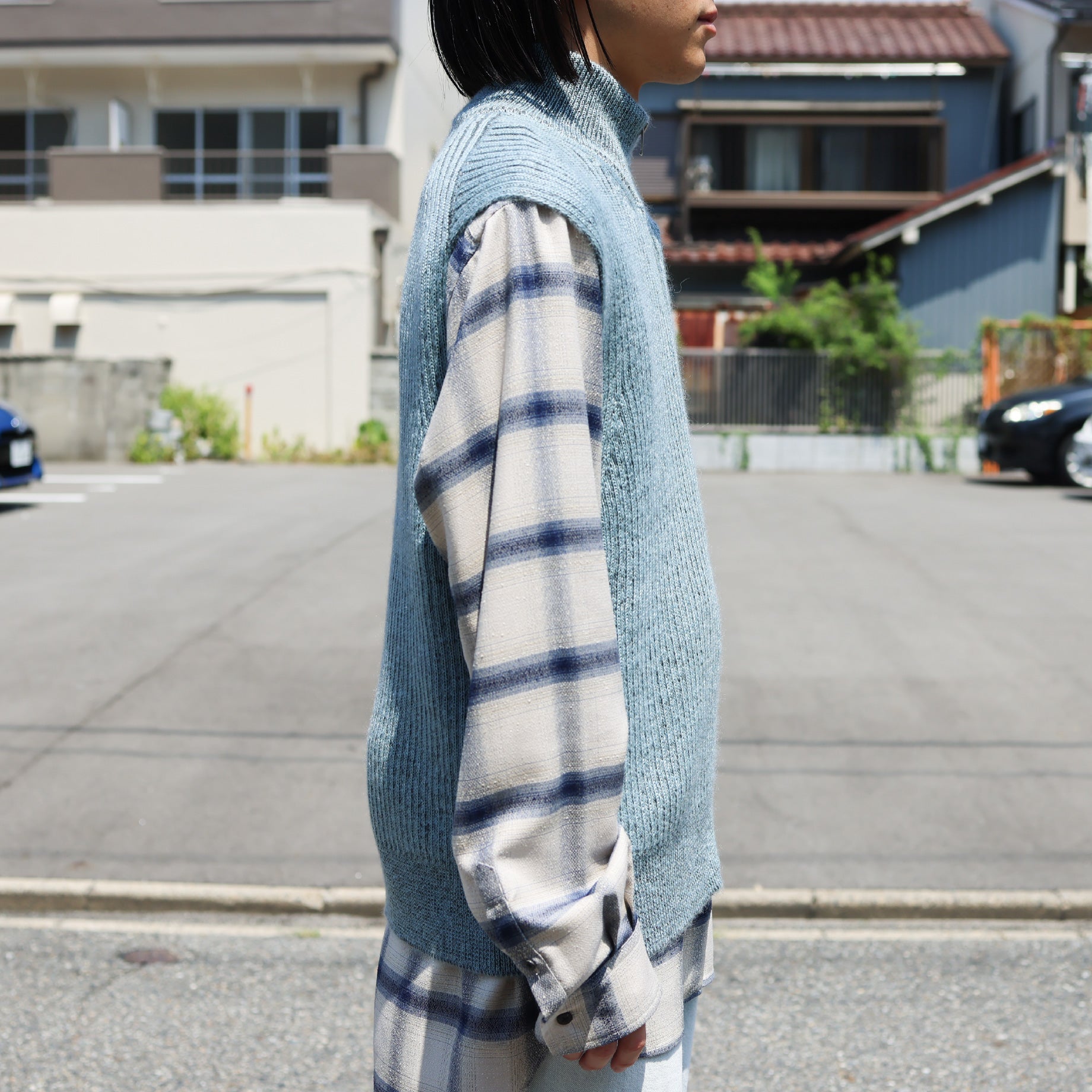 DRIVERS KNIT VEST（BLUE&BROWN） – UNEVEN HUB STORE｜想像を超える